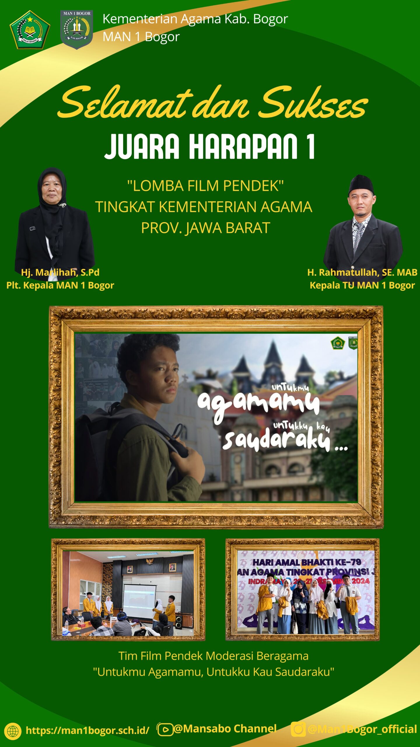 MANSABO JUARA HARAPAN 1 LOMBA FILM PENDEK TINGKAT KEMENAG PROVINSI JABAR